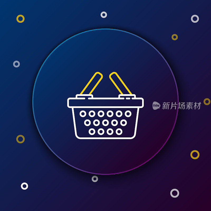 Line Shopping basket icon isolated on blue background. Online buying concept. Delivery service sign. Shopping cart symbol. Colorful outline concept. Vector